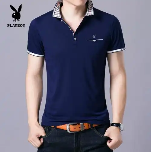 花花公子夏季男士短袖t恤polo
