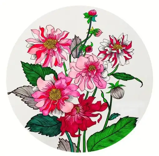 大丽花手绘  #国画花卉 #国画风格 #彩铅花卉 #彩铅大丽花