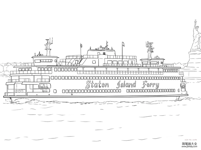史坦顿岛渡轮_轮船简笔画-简笔画大全