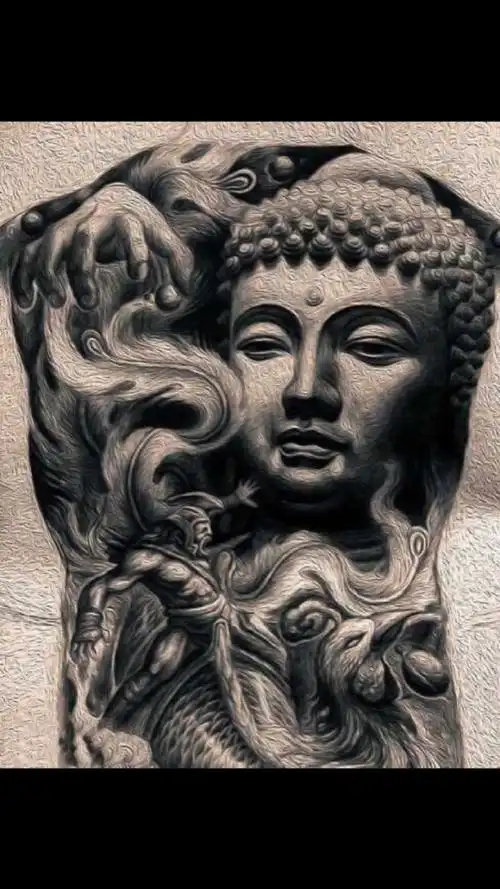 推荐一组满背如来佛纹身手稿