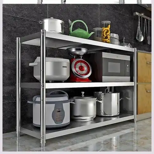 切菜落地式置物架厨房不锈厘米米面隔板架子铁架厨房置物架