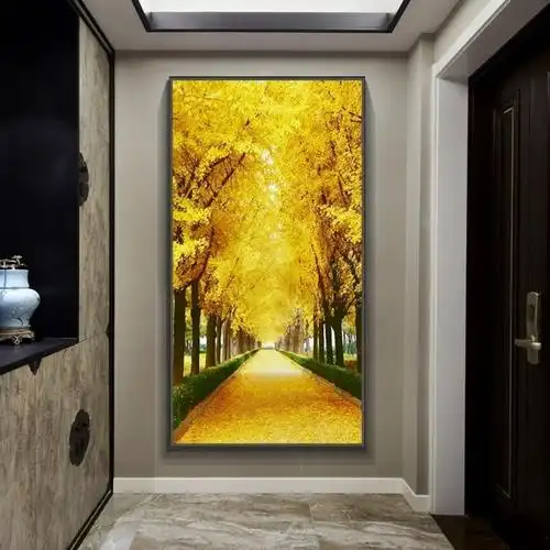 黄金大道入户玄关装饰画现代简约走廊过道楼梯墙壁画轻奢客厅挂画图案