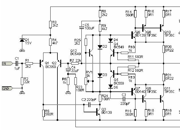 100w 功放电路图