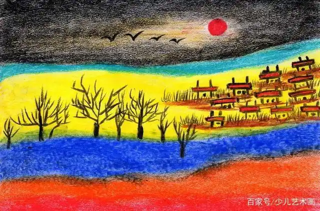 少儿书画大赛:夕阳无限好,只是近黄昏