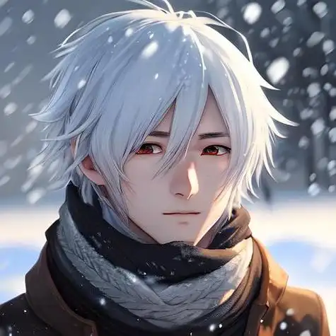 动漫头像冬日雪景围巾男