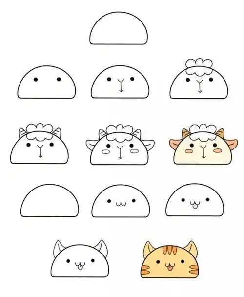 多种几何图形简笔画小动物