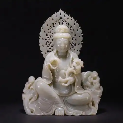 和田玉观音摆件