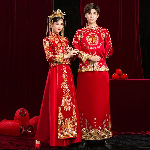 情侣款秀禾服新娘新郎2020新款中式结婚嫁衣出阁服复古男女套装夏