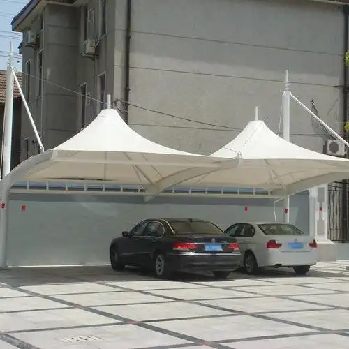 旗彩 定制尖顶车棚 户外遮雨汽车停车棚 膜结构汽车棚图片