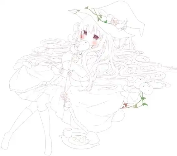 绘画素材分享线稿分享第2期新手练习动漫萝莉风少女线稿84p