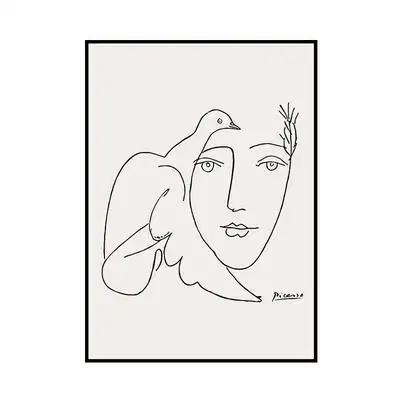 热卖卖的北欧欧风毕加索和平鸽客厅装饰画现代极简现代装饰画