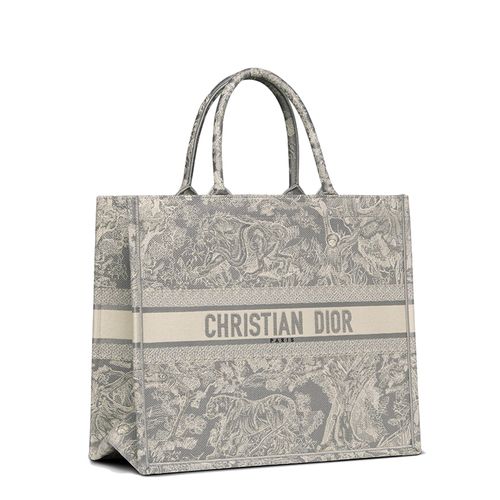 女士灰色toile de jouy图案反向刺绣单肩手提托特包