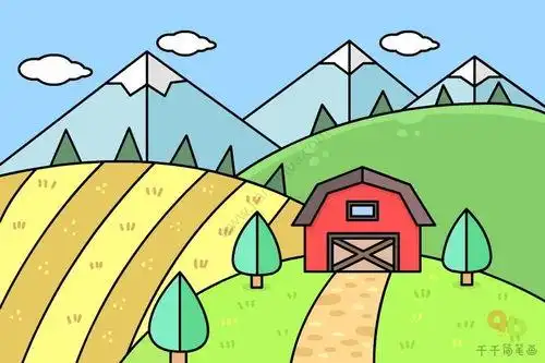 画,让孩子与自然更亲近手绘水墨田园风光素材图片免费下载高清装饰