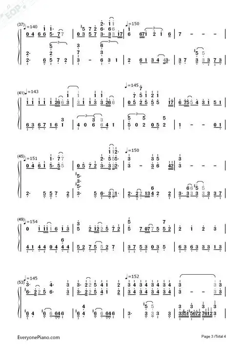 break up-数码宝贝02装甲进化插曲双手简谱预览3