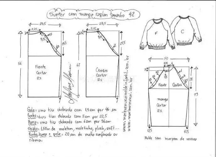 图纸丨成人款插肩袖套头卫衣裁剪图推荐