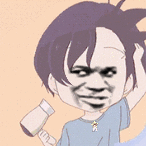 拿吹风机吹头发动图