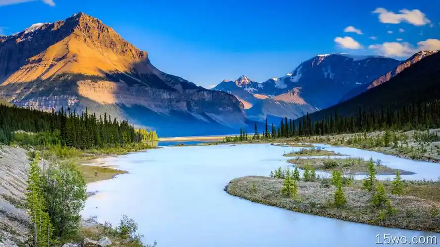 自然 河流 大自然 加拿大 山 天空 风景 高清壁纸 2560x1440壁纸 风景