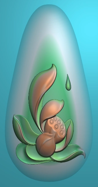 1940莲花荷花水滴椭圆吊坠挂件浮雕精雕jdp设计素材