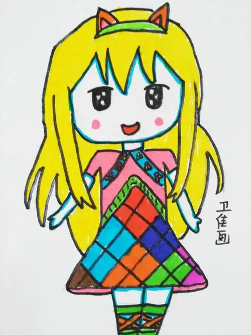 圆梦画室一部初级班2016年动漫人物彩笔画作品