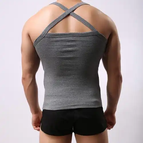 搜同一件代发男士健美背心吊带性感 弹力背