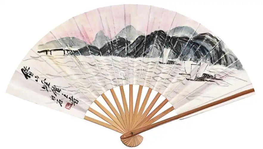 齐白石山水成扇纸本