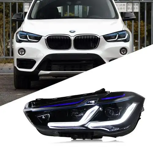 适用于16-19款宝马新x1大灯总成改装雷霆版蓝眉led日行灯透镜大灯