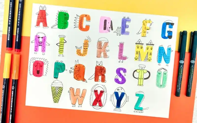 【手绘】26个英文字母创意画,太可爱了,马住学起来!
