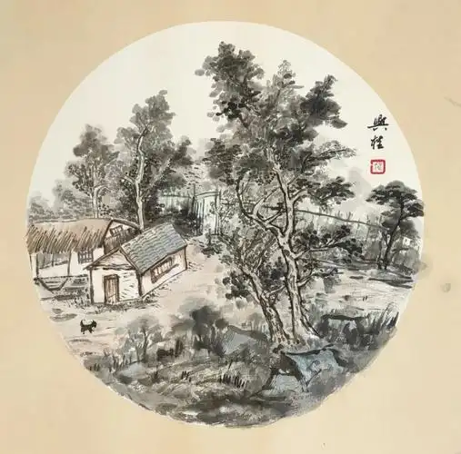 魏志梅 水彩画36《木叶闻秋声》 吴香莲 中国画37《乡村小景写生》