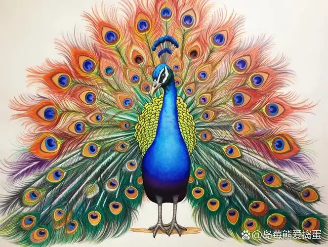 孔雀开屏·彩铅