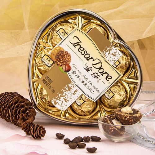 金莎榛果夹心巧克力糖果零食100g爱心盒装