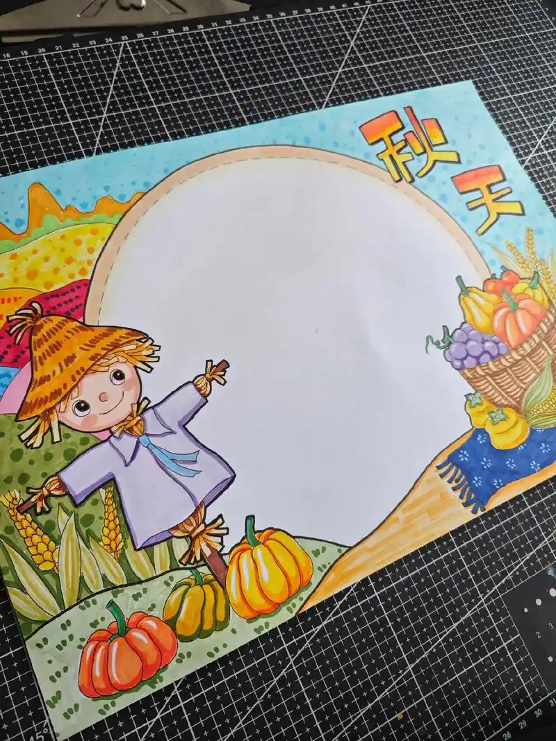 秋天手抄报.可换标题秋天的果实主题手抄报,可以交作业啰!#小 - 抖音