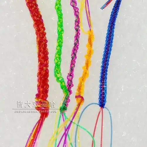 怀旧经典儿时手工编织钥匙手链塑料彩色编绳玻璃丝绳