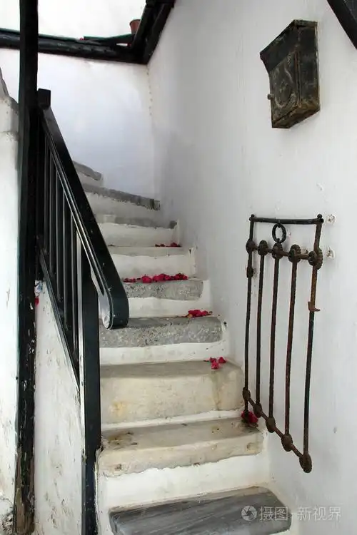 老楼梯上希腊米克诺斯岛