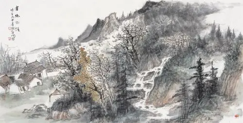 > 正文《西井坐望》是能集中体现英旭作品苍莽苍润风格的一幅大画