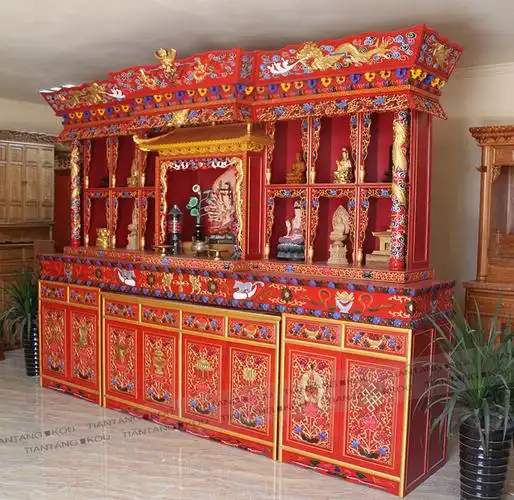 藏式彩绘吉祥八宝佛龛 佛堂设计 佛堂定做 佛龛定做 北京佛.