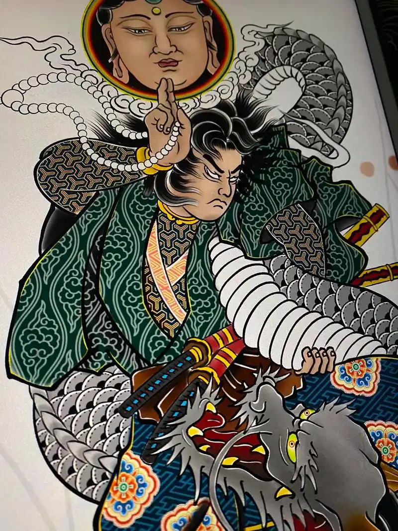 龙王太郎.这风格你爱吗#日式老传统 #日式老传统纹身 #手稿 - 抖音