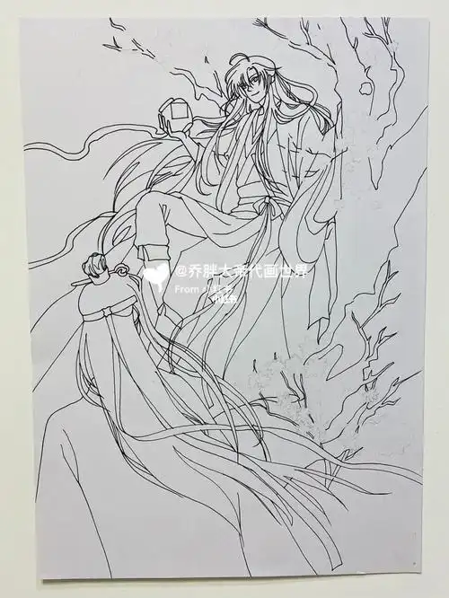 魔道祖师蓝忘机魏无羡绘画过程