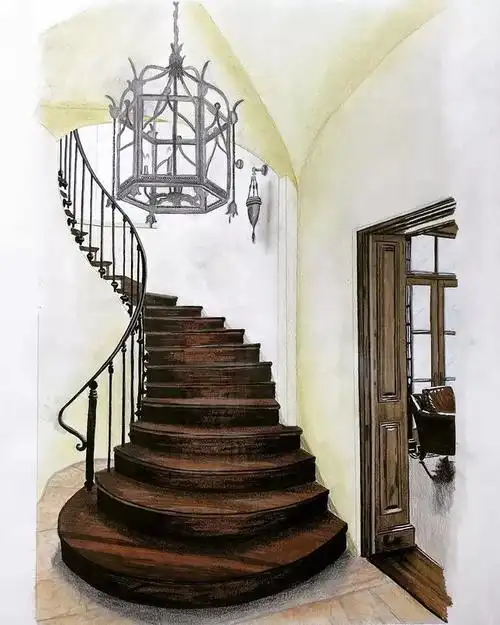 手绘楼梯材质技法表现!-建e网设计资讯-室内设计行业头条资讯新闻网站