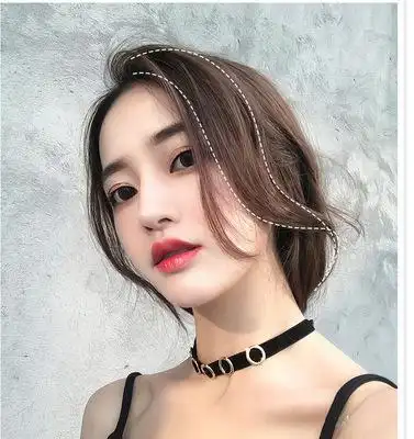 八字假发女龙须中分两侧网红无痕自然空气法式刘海片