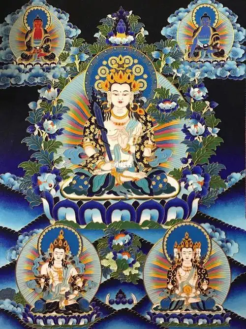 掐丝珐琅虚空藏菩萨唐卡火焰纹掐丝