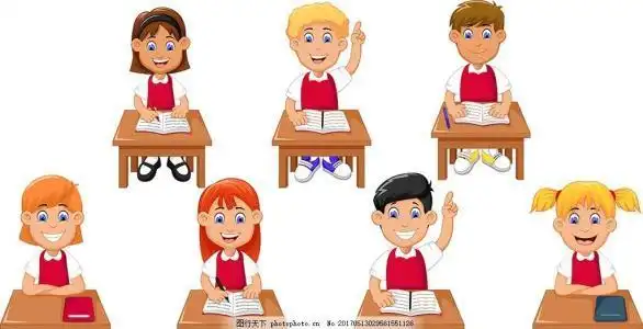 小朋友上课卡通简笔画