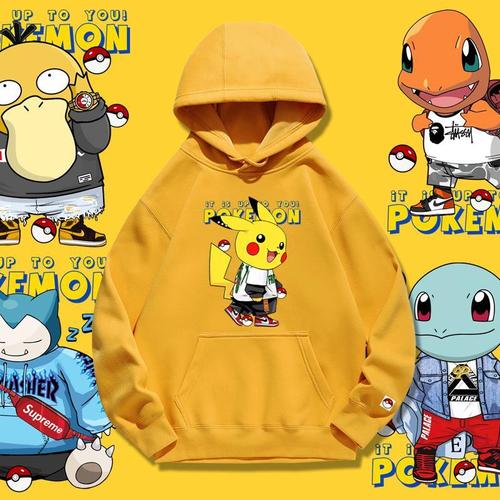 皮卡丘联名卫衣宝可梦神奇宝贝宠物小精灵上衣外套潮牌情侣装长袖