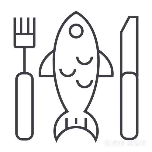 鱼菜矢量线图标, 标志, 插图背景,可编辑笔触插画-正版商用图片0vbaat