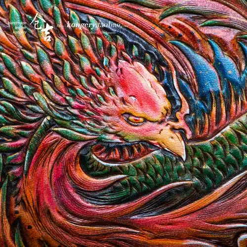 仓吉手工单肩包皮雕凤凰中国风斜挎包真皮手提包复古雕刻休闲背包