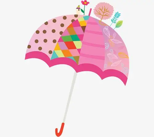 卡通手绘手绘粉色的小伞免抠图