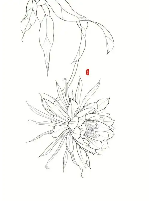 线描69昙花写生