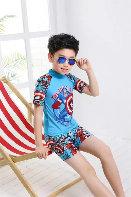 9696迪士尼商场同款儿童泳衣男童分体泳裤套装男孩中大童卡通泳装