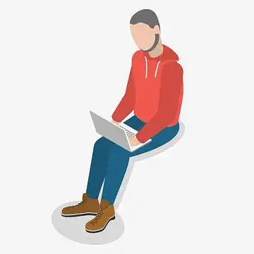 坐着看笔记本电脑的商务人士(1800x1800)png卡通职场人物矢量素材