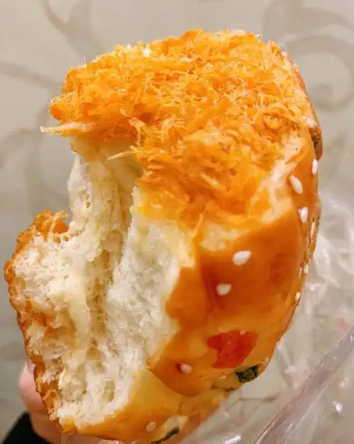 就爱吃这种传统的古典面包.特别是咸口的,特别是肉松味的一切!