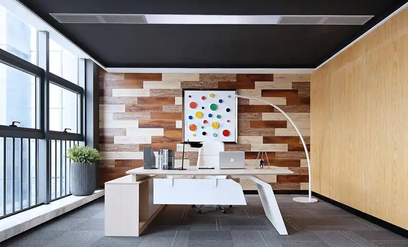 2021南宁写字楼经理办公室背景墙装修设计